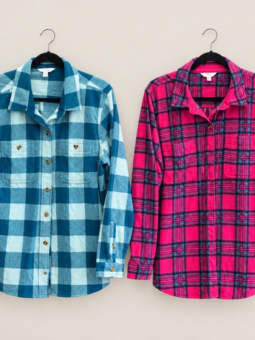 Plaid Button-Up Shirt Lot of 2 Pink & Blue Short